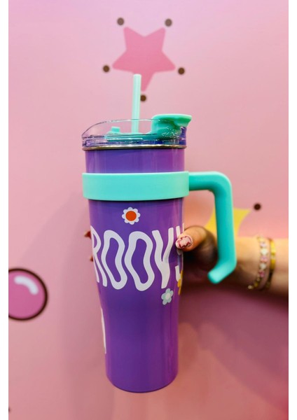 Sweet Funk Serisi Pipetli Büyük Kapasiteli Bardak (1600ML)