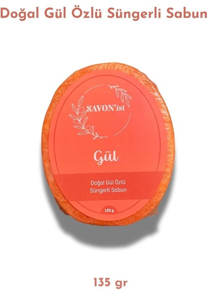 SAVON'ist Doğal Gül Özlü Süngerli Sabun