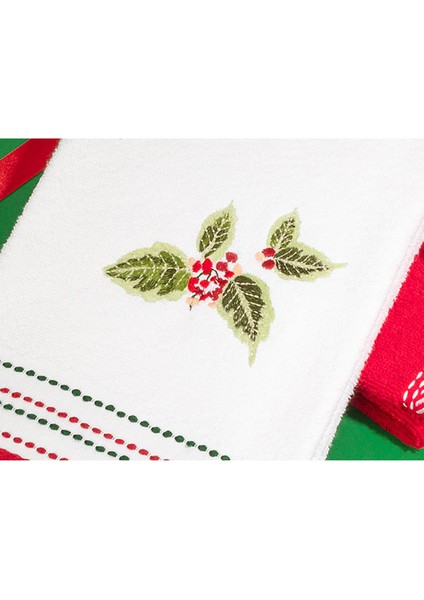 Elodie Nakışlı 2'Li Yüz Havlu Seti - Beyaz/Kırmızı modelleri