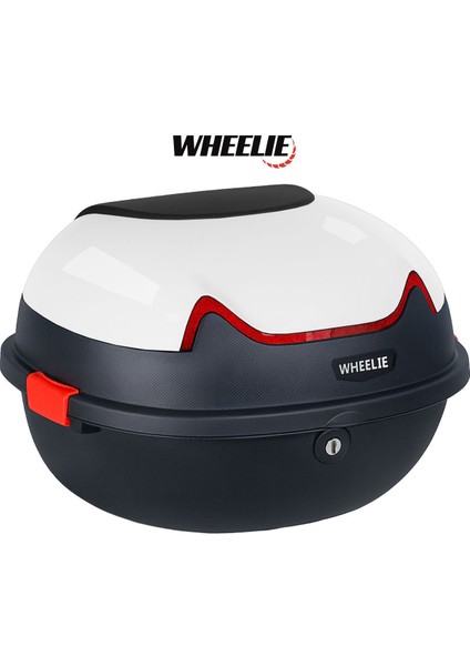 XT11-W 28 Litre Motosiklet Arka Çanta Beyaz Parlak Su Geçirmez ABS Top Case Çift Kilitleme Üniversal