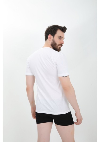Erkek 6'lı Beyaz Bisiklet Yaka Penye Kumaş Fanila fırsatları