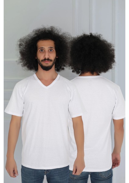 Beyaz %100 Pamuk V Yaka Fanila Erkek İç Giyim