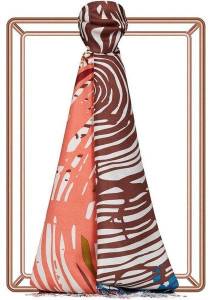 Renkli Zebra Desenli Ipek Şal 01940- 05