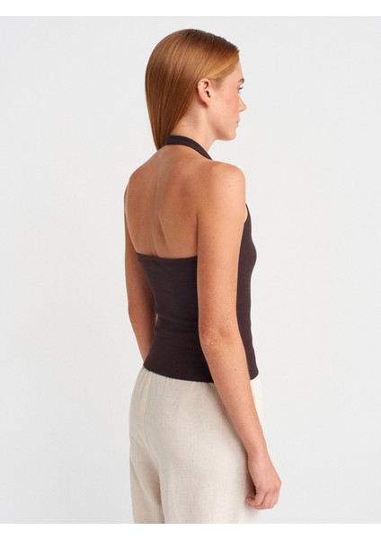 21162 Halter Yaka Top-Koyu Kahve fiyatları