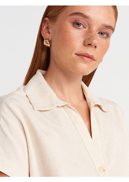 90924 Normal Kesim Elbise-Ekru modelleri