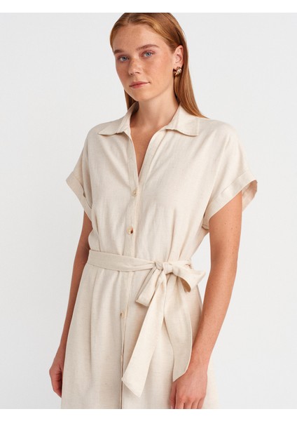 90924 Normal Kesim Elbise-Ekru fırsatları