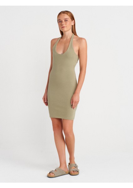 91508 Halter Yaka Mini Elbise-Çağla fırsatları