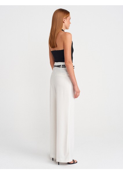72153 Kemerli Yüksek Bel Pantolon-Beyaz fiyatları