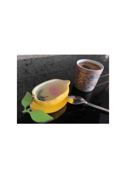 Limon Motifli Kahve Sunumluğu Limon Tatlısı Sunum Altlığı (2'li) modelleri