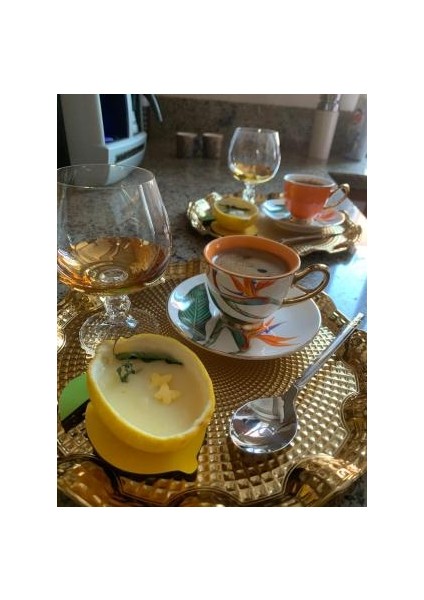 Limon Motifli Kahve Sunumluğu Limon Tatlısı Sunum Altlığı (2'li)