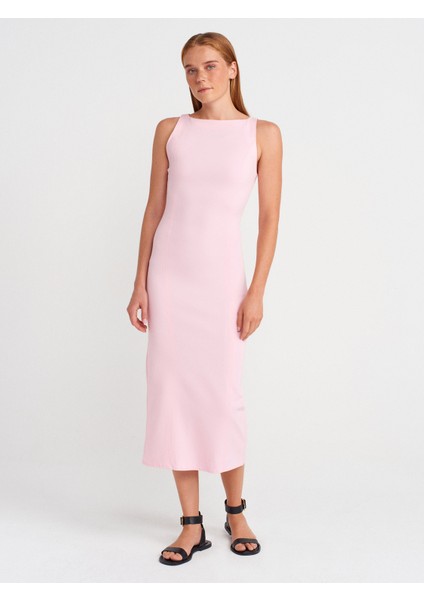 91099 Vücuda Oturan Midi Elbise-Toz Pembe fırsatları