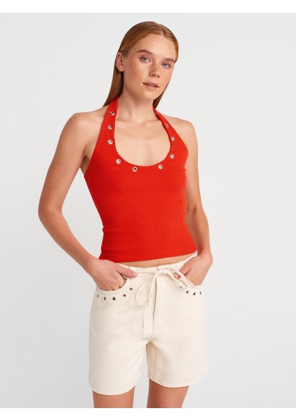 21162 Halter Yaka Top-K.kırmızı