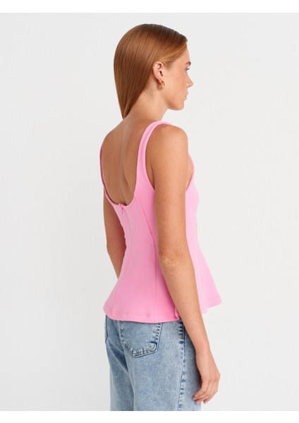 21063 Kalın Askılı Peplum Top-Pembe fiyatları