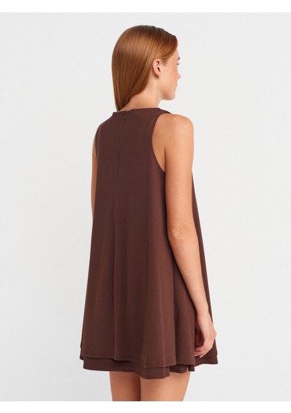 91500 Volümlü Kısa Elbise-Kahve fiyatları