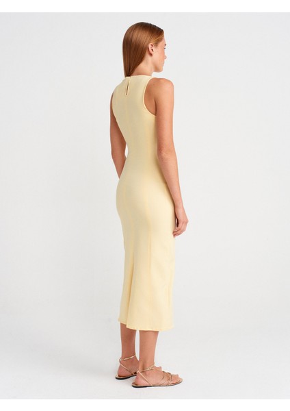 91099 Vücuda Oturan Midi Elbise-Açık Sarı fiyatları