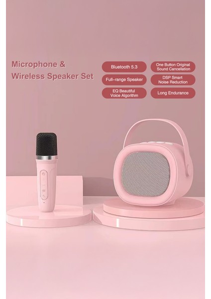 Mikrofon ve Kablosuz Hoparlör Set MODEL:A16 (Pembe) fiyatları