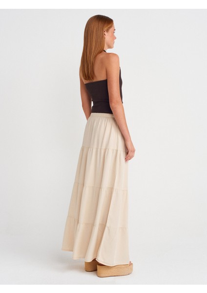 80588 Beli Lastikli Büzgülü Denim Etek-Taş fiyatları