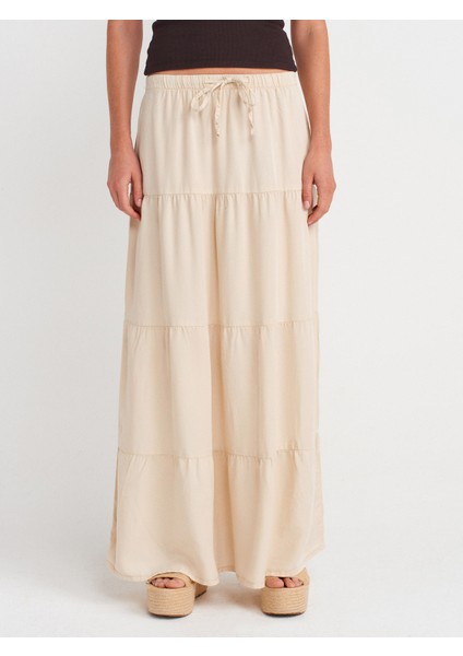 80588 Beli Lastikli Büzgülü Denim Etek-Taş fırsatları