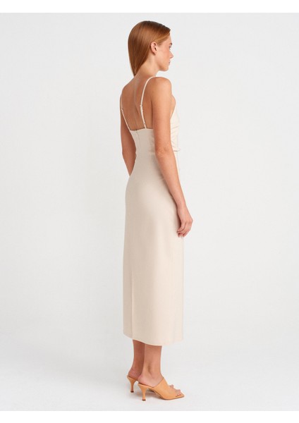 91479 Büzgülü Midi Elbise-Taş fiyatları