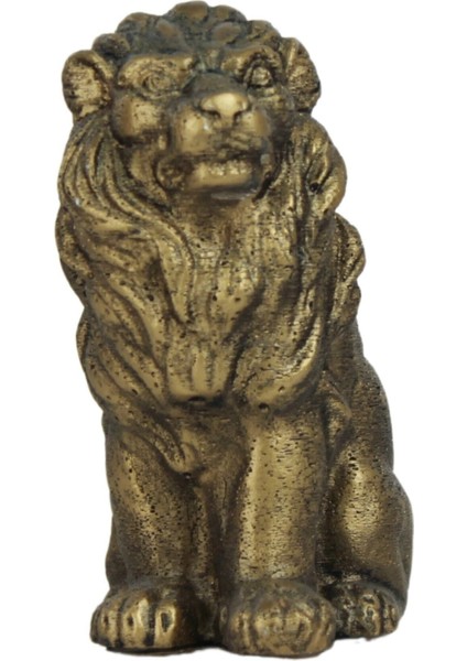 Dekoratif Biblo Oturan Aslan Heykel El Yapımı Hediyelik Süs Eşyası Model Aslan 2