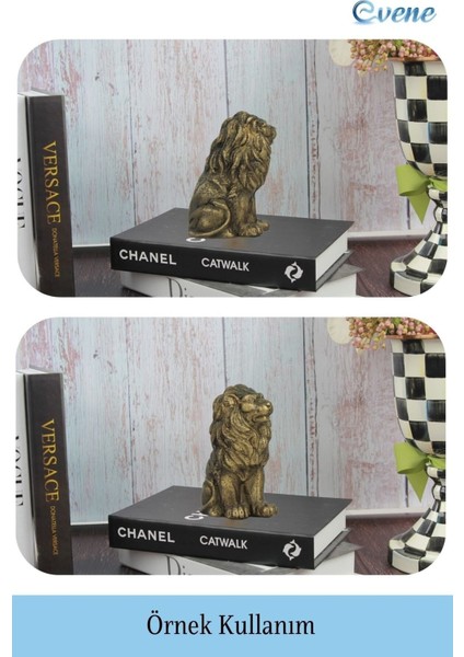 Dekoratif Biblo Oturan Aslan Heykel El Yapımı Hediyelik Süs Eşyası Model Aslan 2