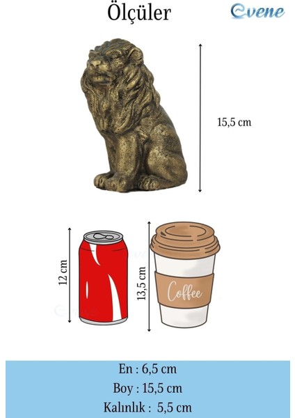 Dekoratif Biblo Oturan Aslan Heykel El Yapımı Hediyelik Süs Eşyası Model Aslan 2