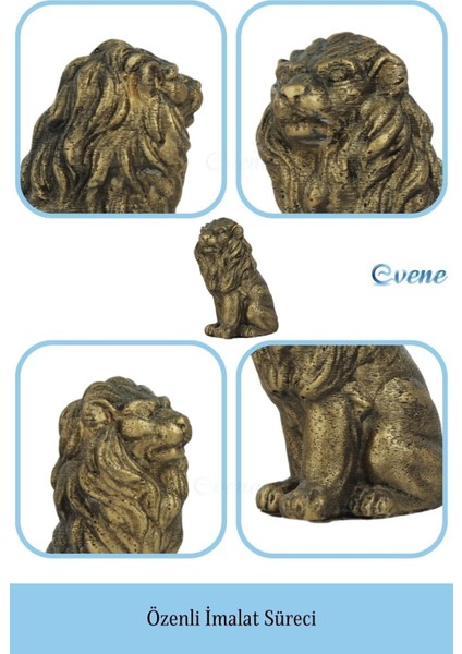Dekoratif Biblo Oturan Aslan Heykel El Yapımı Hediyelik Süs Eşyası Model Aslan 2