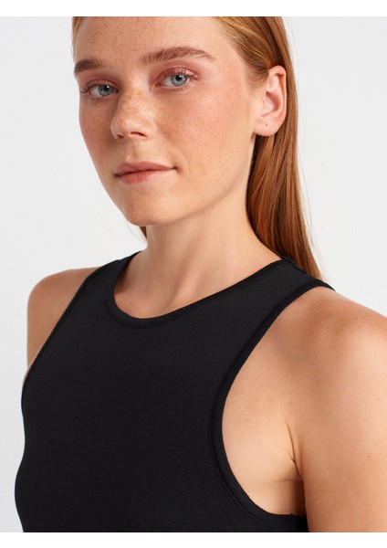 90255 Aksesuar Detaylı Yırtmaçlı Triko Elbise-Siyah modelleri