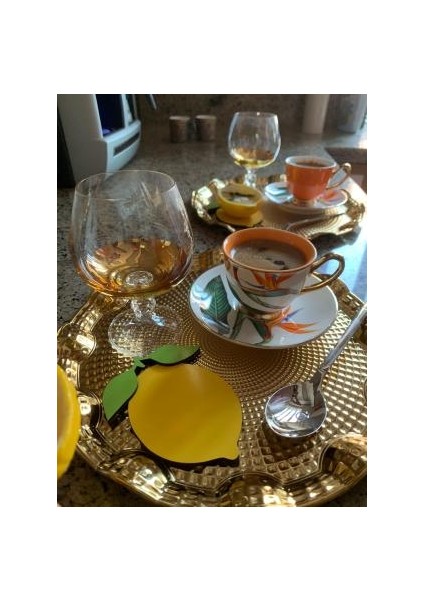Limon Motifli Kahve Sunumluğu Limon Tatlısı Sunum Altlığı (6'lı) fırsatları