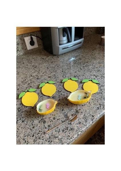 Limon Motifli Kahve Sunumluğu Limon Tatlısı Sunum Altlığı (6'lı) modelleri