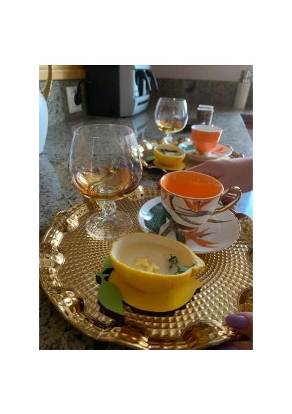 Limon Motifli Kahve Sunumluğu Limon Tatlısı Sunum Altlığı (6'lı)