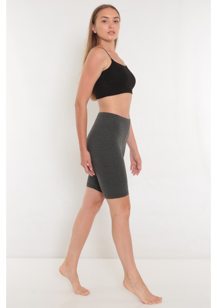 Yüksekbel Pamuklu Kadın Şort Tayt 2003 - Penye Dizüstü Tayt
