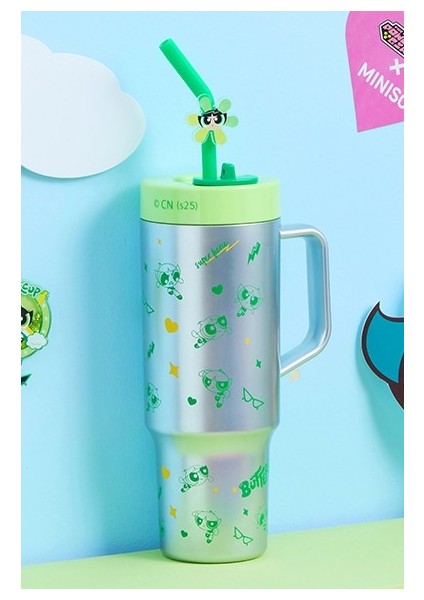 Powerpuff Girls Lisanslı Pipetli Plastik Şişe 1250 ml - Buttercup