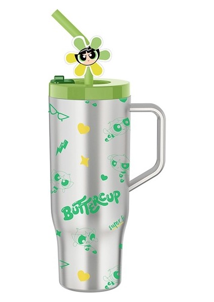 Powerpuff Girls Lisanslı Pipetli Plastik Şişe 1250 ml - Buttercup fiyatları