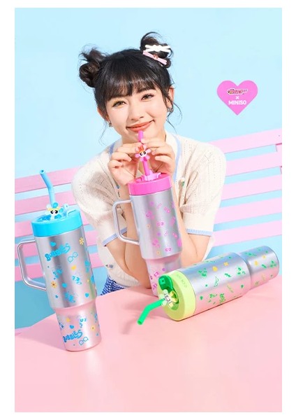Powerpuff Girls Lisanslı Pipetli Plastik Şişe 1250 ml - Buttercup fırsatları