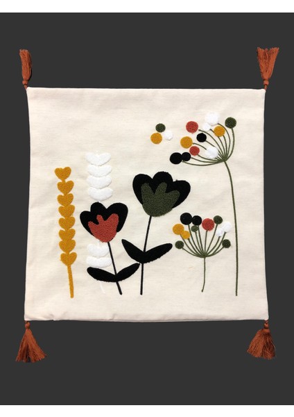 Nakışlı Püsküllü Dekoratif Kırlent Kılıfı Takımı (4 Parça - 43x43 cm) NKK003 fiyatları