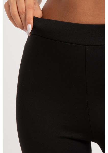 Klasik Düz Çelik Örme Kadın Tayt 4001