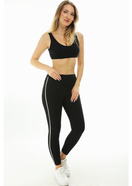 Yanı Ince Gümüş Simli Şerit Kadın Tayt 4006 fiyatları