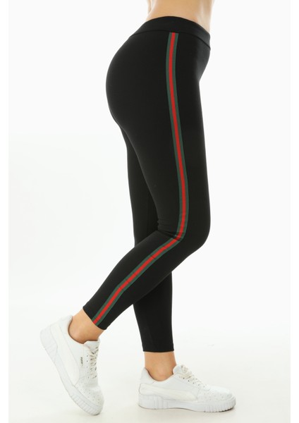 Kırmızı-Yeşil Şeritli Kadın Tayt 4004 fırsatları