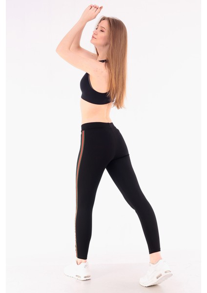 Kırmızı-Yeşil Şeritli Kadın Tayt 4004