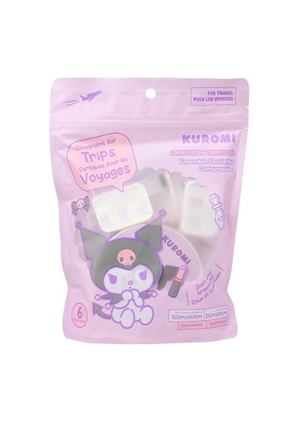 Sanrio Lisanslı Kuromi Sıkıştırılmış Havlu Seti modelleri