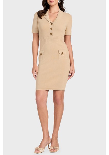 Ss Felicity Slim Fit Mono Yaka Düğme Detaylı Mini Elbise W5YK29Z0130 Bayan Elbise W5YK29 Z0130 G1L7 fiyatları