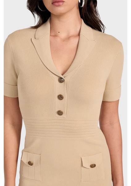 Ss Felicity Slim Fit Mono Yaka Düğme Detaylı Mini Elbise W5YK29Z0130 Bayan Elbise W5YK29 Z0130 G1L7 fırsatları