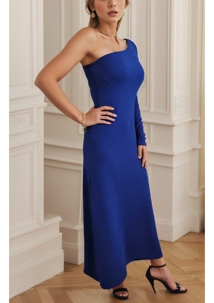 Kadın Uzun Kollu Tek Omuz Detay Krep Elbise indirimleri