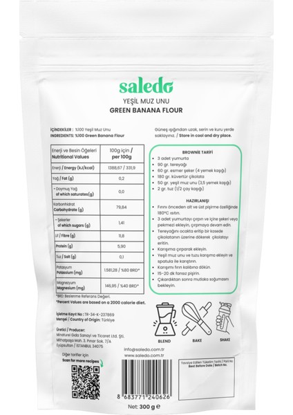 Glutensiz Yeşil Muz Unu 2 x 300 gr Katkısız, Doğal, Vegan fiyatları