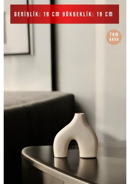 Bej Dekoratif Vazo Obje Ev Dekorasyon Masa Üstü Dekor Vazo Model 7