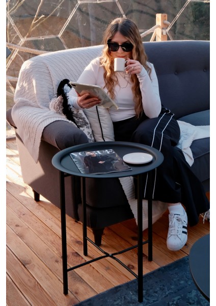 Tek Tepsili Sehpa – Metal Yan Sehpa Dekoratif Servis Standı fiyatları