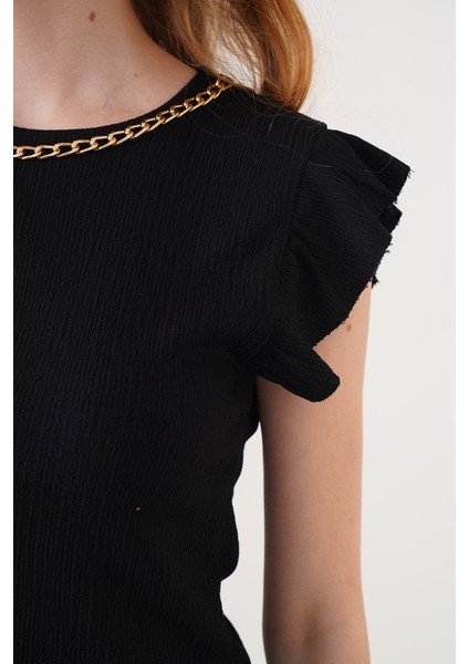 0430 Örme Bluz - Siyah