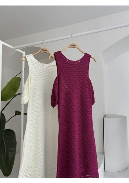 Omuz Detaylı Etek Ücü Püsküllü Triko Elbise 2862