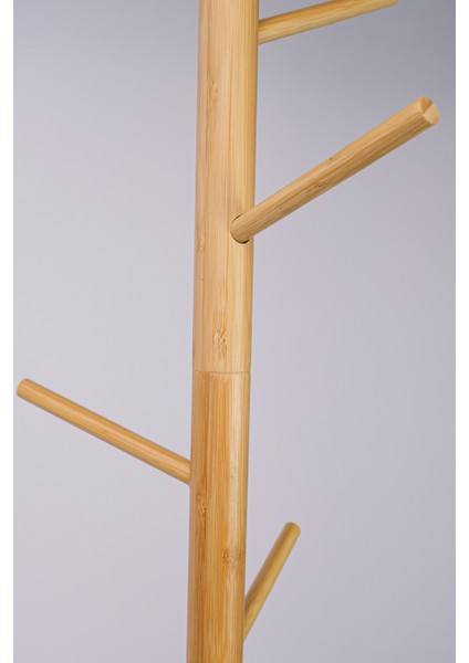 Bambu Portmanto Askılık Vestiyer Tablalı 8'li Ayaklı Askılık Ahşap Elbise Askısı DB-0027 fırsatları